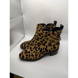 Cole Haan Leopard Hair Calf Ankle Boots Womens 7B Tan Black Grand OS W22302